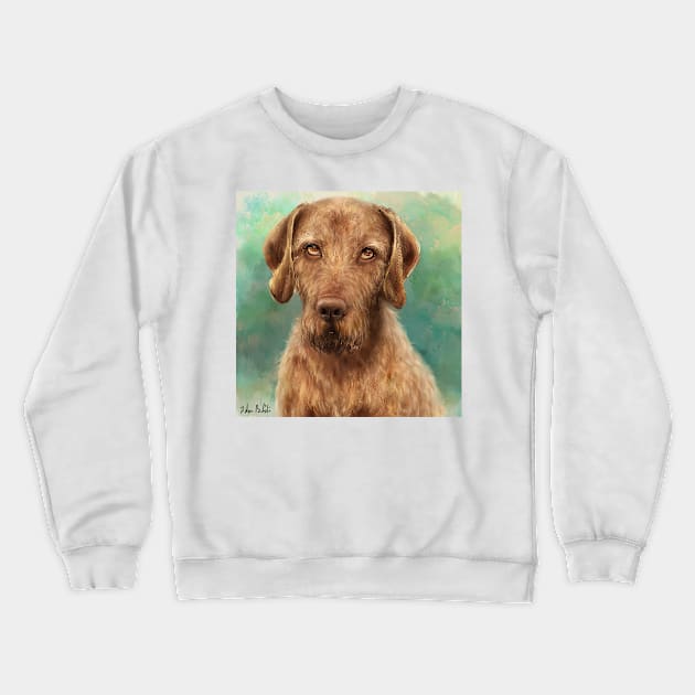 Painting of a Wirehaired Vizsla Rolling its Eyes Crewneck Sweatshirt by ibadishi